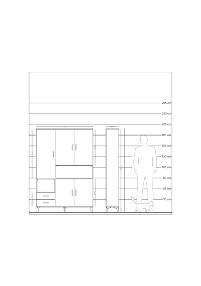 Arges Dolap 10 Raflı 2 Çekmeceli 5 Kapaklı 132x30x195 Antrasit-aytaşı/antrasit Aytası/antrasıt