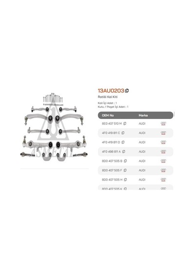 Asmetal 13au0203 Ön Takım Set A4 B6 Exeo 4b3407151a