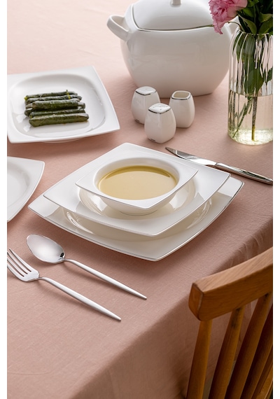 Emsan Yeni Karmen 60 Parça 12 Kişilik Yemek Takımı Kare Platin