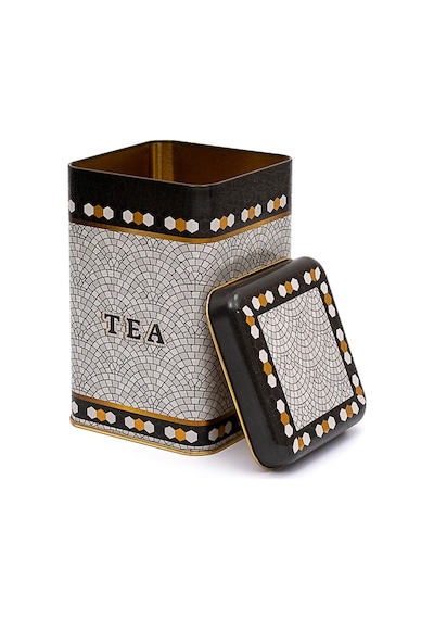 Mosaic Tea Desenli Kare Metal Saklama Kabı 10.5 x 10.5 x 16 CM 1.7 L