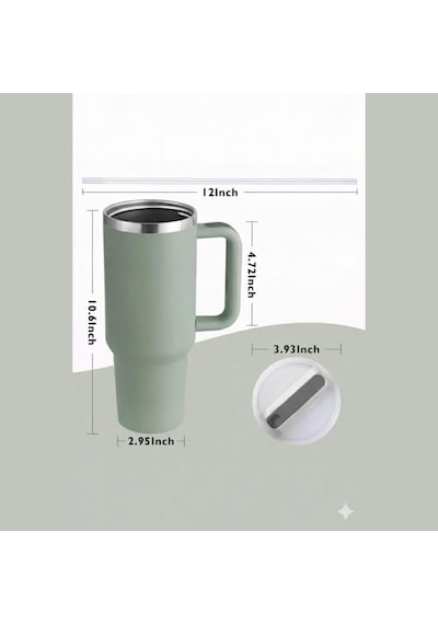 Perlotus 1200 Ml Pipetli Termos Matara Çift Katman Çelik, 6 Saat Soğuk Tutma Sızdırmaz Yeşil