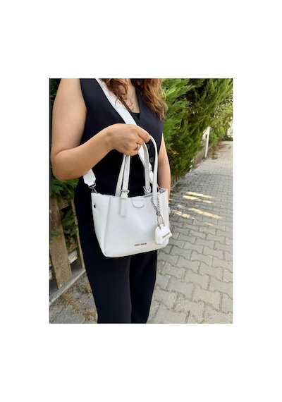 Just Polo Kadın Yeni Sezon 3 Bölmeli Yumuşak Deri Lüks Ve Şık Dokunuş El & Omuz Çantası Shoulder Bag Beyaz 87182975
