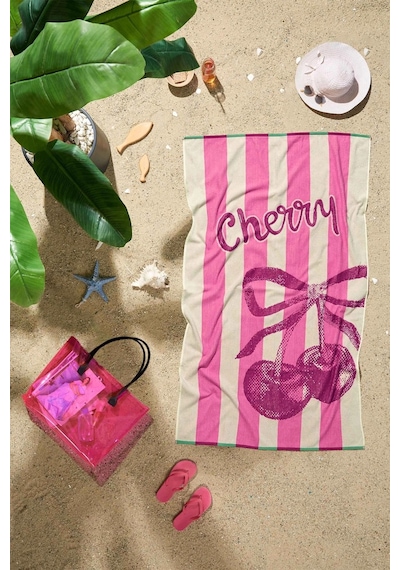 Özdilek Cherries Plaj Havlusu Büyük Boy 90x150 -vişne Kırmızı
