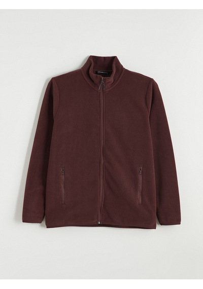 Lcwaıkıkı Classic Bordo Dik Yaka Uzun Kollu Polar Erkek Fermuarlı Sweatshirt