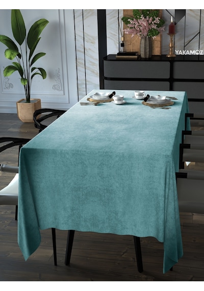 Nil Yeşili Kadife Dokulu Masa Örtüsü Dertsiz Velvet Touch Serisi Nil Yeşili