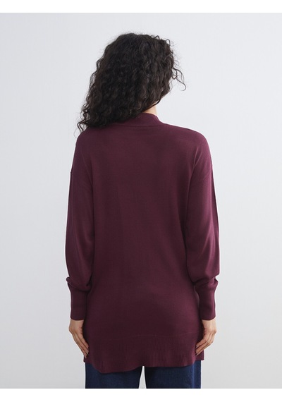 Lcw Modest Bordo Dik Yaka Kadın Triko Tunik