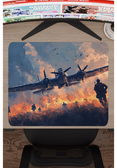 Airplane Uçak Kaymaz Dikişli Kauçuk Oyuncu Mousepad V5 - 48x40 Xl Gaming Mouse Pad Fare Altlığı