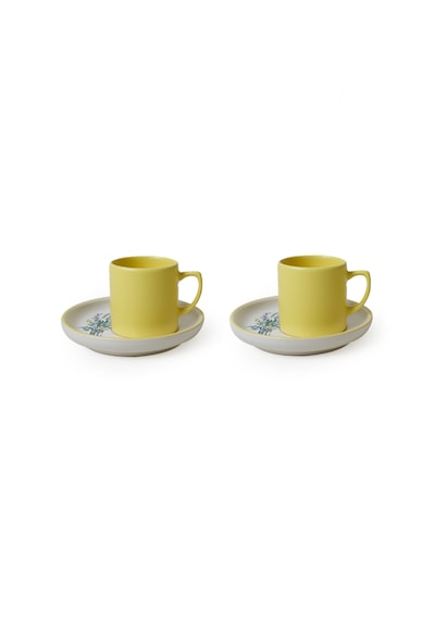 Keramika Elegant Blossoms Sarı Kahve Takımı 4 Parça 2 Kişilik