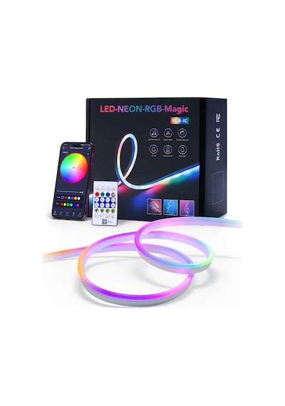 Rgb Kumandalı Sese Duyarlı Animasyonlu Neon Şerit Hortum Led Usb Ve App Uyumlu 5 Metre