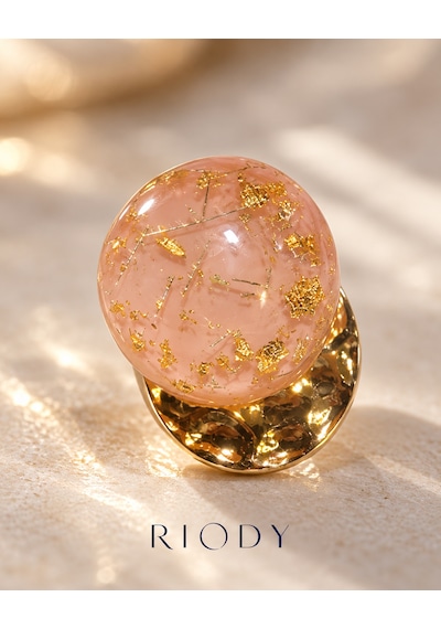 Riody Éclat Rosé Pudra Pembe Oval Altın Renkli Parçacık Ve Dövme Dokulu Metal Detaylı Kadın Küpe Rose Gold - Beyaz