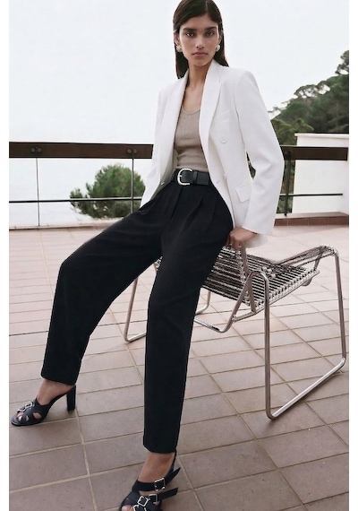 Sateen Talia Havuç Pantolon - Siyah-137377