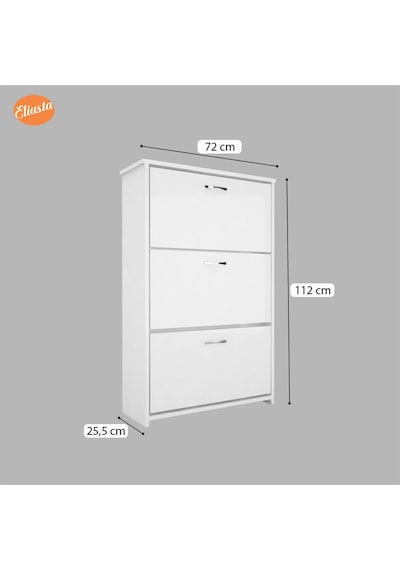 Düşer Kapaklı Ayakkabılık 3 Kapaklı Beyaz