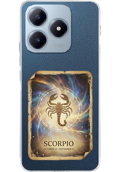 Realme C63 İle Uyumlu Burç Kartları Akrep Tasarımlı Şeffaf Silikon Kılıf Şeffaf