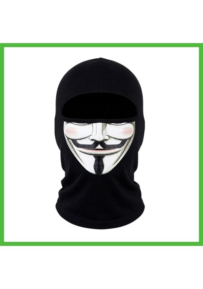 Vaveni Unisex Anonymous Baskılı Balaklava 1 Adet Tek Beden Viskoz Kask İçi Motosiklet Maskesi Renk: Siyah Beden: Standart Arz