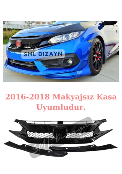 2016-2017-2018 Civic Fc5 Typer Ön Panjur Böbrek Parlak Siyah