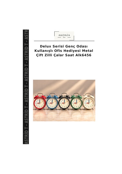 Delux Serisi Genç Odası Kullanışlı Ofis Hediyesi Metal Çift Zilli Çalar Saat Alk6456 Kırmızı