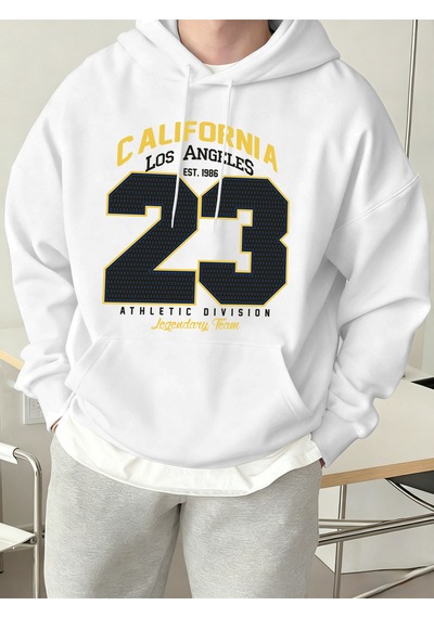 Startmore Startmorecalifornia Athletic Division Number 23 Baskılı Hoody Erkek Sokak Stili Yumuşak Sweatshirtler Beyaz