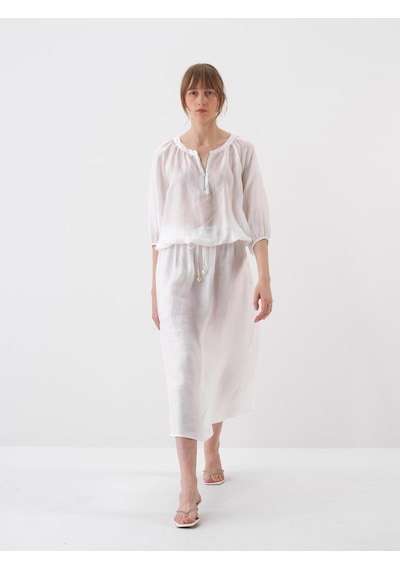Xint Beyaz Doğal Akışlı Oversize Bluz 751121