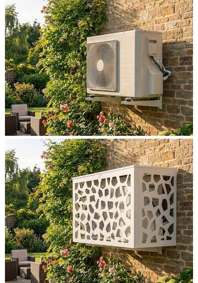 Klima Motoru/dış Ünite Gizleme/koruma Kafesi Xl 120x62x150 H Stone Beyaz