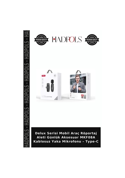 Delux Serisi Mobil Araç Röportaj Aleti Günlük Aksesuar Mkf08a Kablosuz Yaka Mikrofonu Type-c