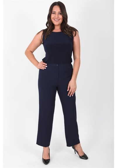 Ladies First Ladıes Fırst Büyük Beden 3570 Lacivert Klasik Dar Paça Pantolon K
