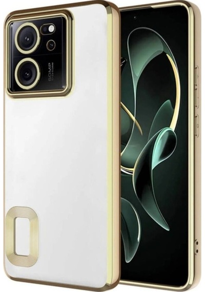Xiaomi Mi 13t Pro Kılıf Kamera Korumalı Logo Gösteren Zore Omega Kapak Gold