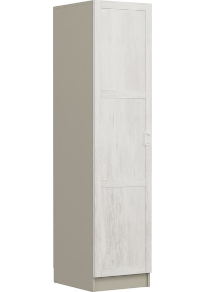 Minar Kale 1 Kapaklı Dolap 210cm - Kumtaşı/eskitme Beyaz - Raflı Çok Renkli