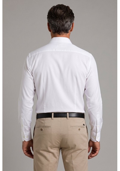 Bisse Beyaz Regular Fit Cepsiz Klasik Uzun Yaka Saten Gömlek Gmkls252186 D01