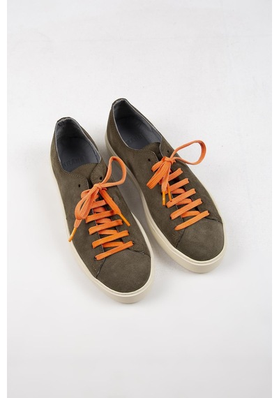 Krahe Ares Erkek Hakiki Deri El Boyamalı Bağcık Ve Iki Yedek Bağcıklı Haki Sneakers 001