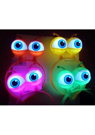 Rengarenk 3 Farklı Fonksiyonda Yanan Led Işıklı Uzaylı Göz Taç 1 Adet 18x12 Cm Çr