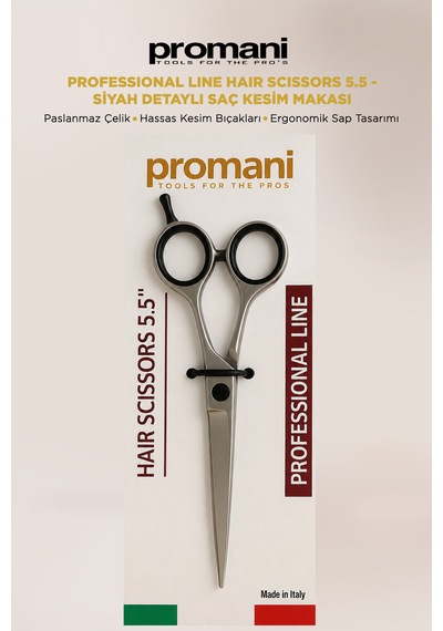 Professional Line Hair Scissors 5.5 - Siyah Detaylı Saç Kesim Makası