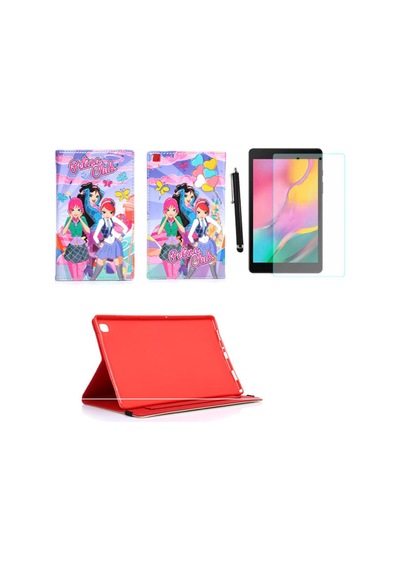 Samsung Galaxy Tab A 10.1 2019 Sm T510 T515 T517 Kılıf Kabartma Resimli Kılıf+ Ekran Koruyucu+ Kalem Arka Kapak