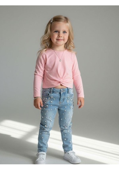 Zekids Kız Bebek Pamuklu İnce Uzun Kollu Bluz-16720 Pembe