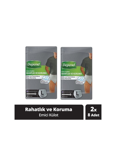 Depend Külot Erkek Hasta Bezi Large 16 Adet L