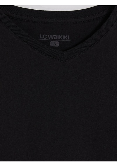 Lc Waikiki Lc Waıkıkı Siyah V Yaka Pamuklu Erkek Atlet
