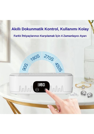 Ultrasonik Temizleme Cihazı 400ml Makyaj Fırçası, Gözlük, Takı & Saat Temizleyici Dijital Zaman Ayarlı Derin Temizlik