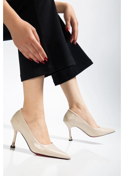 Ketrin Stiletto Rugan Ayakkabı Bej
