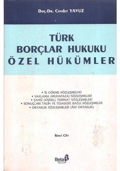 Türk Borçlar Hukuku Özel Hükümler Cilt 2 - Cevdet Yavuz