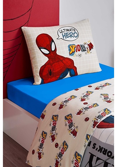 Disney Nevresim Takımı Ranforce Tek Kişilik Gri Spıderman Web Slın