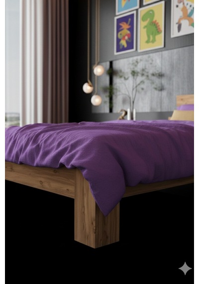 Lotus Tek Kişilik Mdf Karyola Ve 2 Komodinli Set