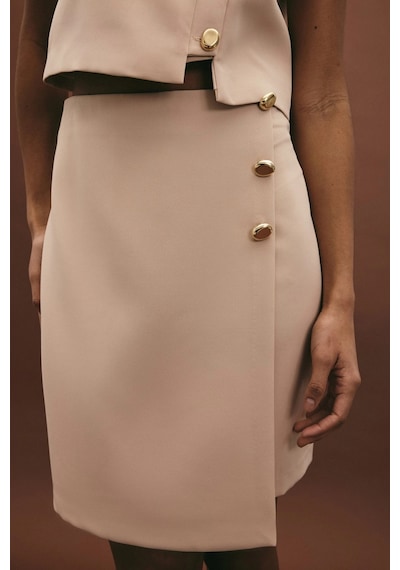 Sateen Lucy Mini Etek - Bej Bej