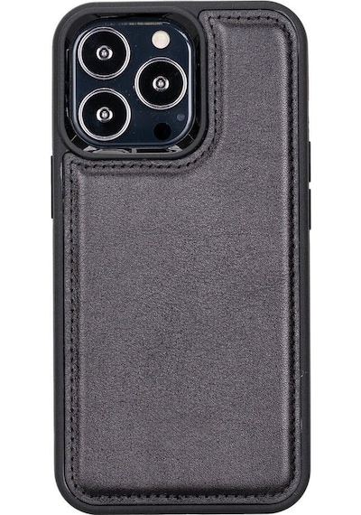 Apple Uyumlu iPhone Bouletta 15 Pro Max Deri Arka Kapak Rst1 Siyah