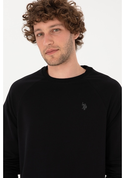 U.S. Polo Assn. Erkek Regular Fit Bisiklet Yaka Siyah İnce Basic Sweatshirt 50313752-VR046