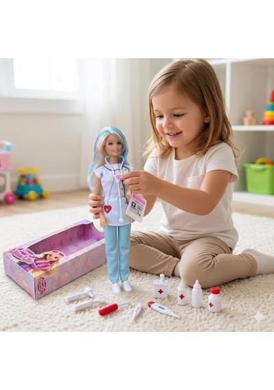 Doktor Bebeğim Sağlık Seti - Hareketli Eklemli 30 Cm Bebek Ve Medikal Ekipmanlar Oyuncak Bebek