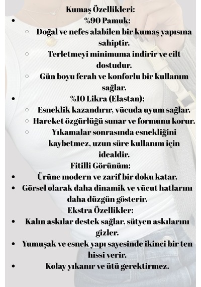 Mrmpro Kadın Lacivert Fitilli Görünümlü Kalın Askılı Basic Atlet Body %95 Pamuk Beyaz