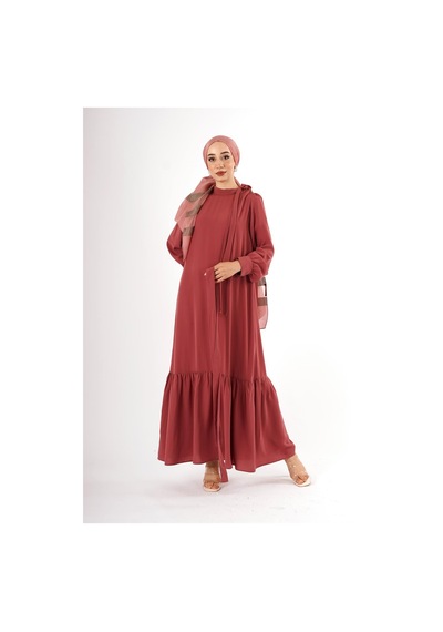 Fatma Sezen İpek Krep Elbise Kiremit