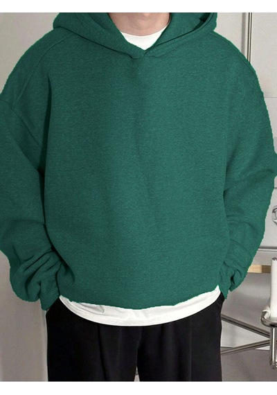 Genius Store Erkek Kapüşonlu Oversıze Sweatshırt 3 İplik Şardonlu Sweatshirt Nefti