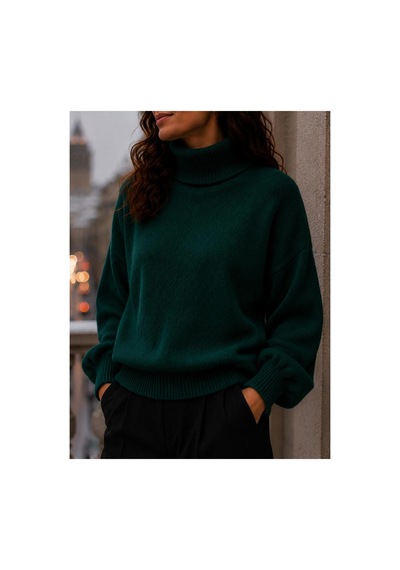 Hira Life Fashion Sfg Life Moda Kadın Balıkçı Yaka Tüylü Şardonlu Oversize Kazak Zümrüt Zümrüt Hira Life Fashion Sfg Life Moda Kadın Balıkçı Yaka Tüylü Şardonlu Oversize Kazak Zümrüt Zümrüt