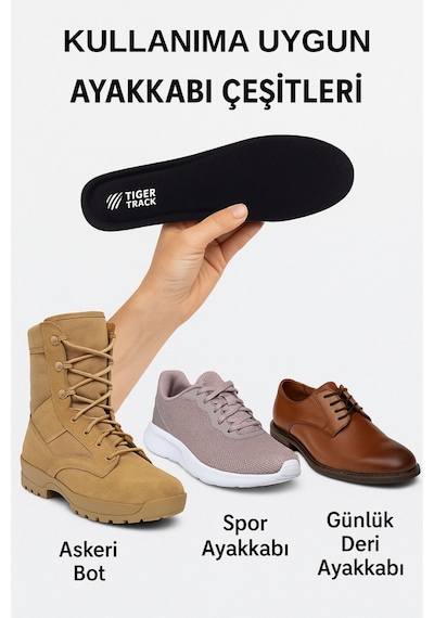 Tıger Track Flexistep Spor Ve Günlük Kullanım Için Ultra Konforlu Ortopedik Ayakkabı Tabanlığı Kadın Erkek
