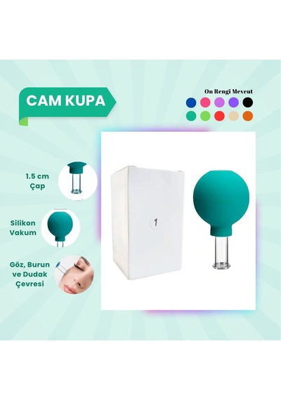 Silikon Vakumlu Cam Yüz Masaj Kupası No:1 Yeşil Çok Renkli